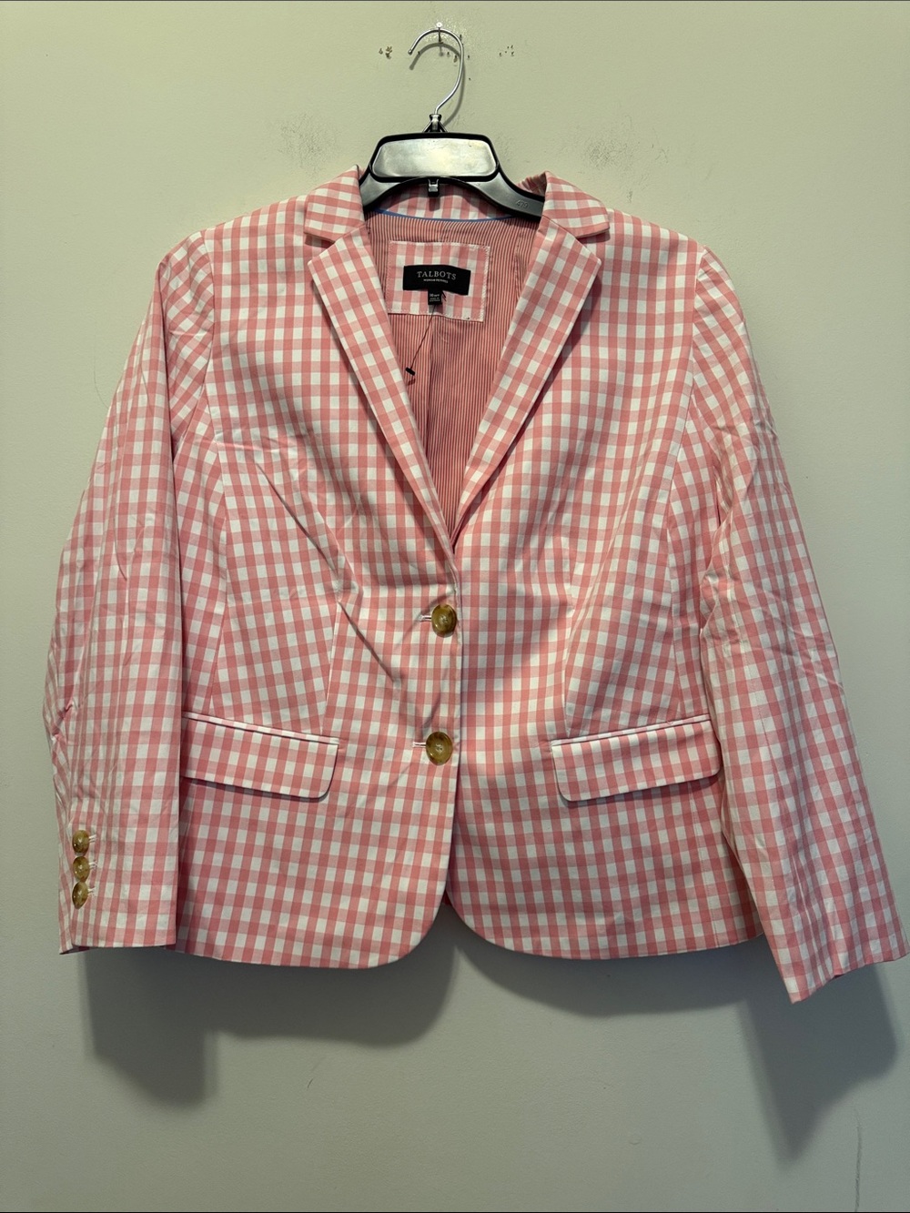 Talbots Pink and White Gingham Blazer